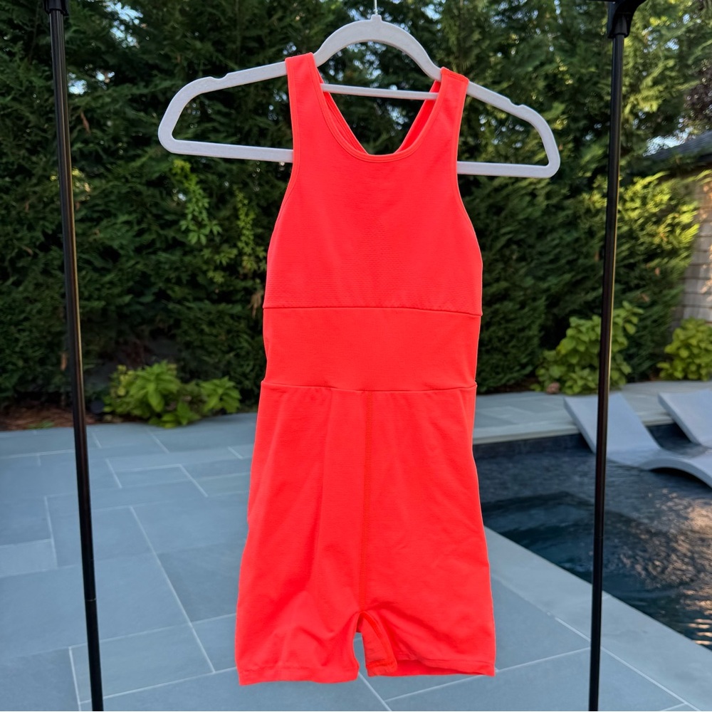 FP Movement Neon Coral Racerback One-Piece Romper – Size M/L (NWOT)